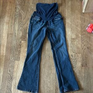 Indigo Blue Women's Wide Leg Maternity Jeans - Deep Blue